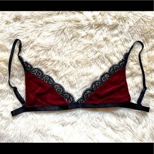 Dark Red Velvet Triangle Bralette